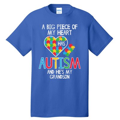 Big Piece Of My Heart Has Autism Grandson Awareness Puzzle Gift Tall T-Shirt