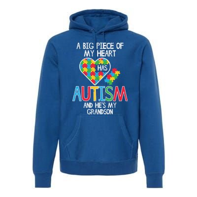 Big Piece Of My Heart Has Autism Grandson Awareness Puzzle Gift Premium Hoodie