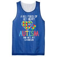 Big Piece Of My Heart Has Autism Grandson Awareness Puzzle Gift Mesh Reversible Basketball Jersey Tank