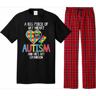 Big Piece Of My Heart Has Autism Grandson Awareness Puzzle Gift Pajama Set