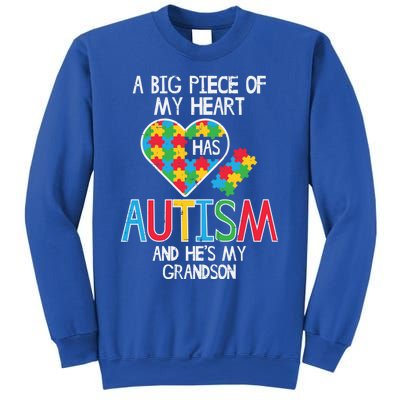 Big Piece Of My Heart Has Autism Grandson Awareness Puzzle Gift Sweatshirt