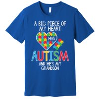 Big Piece Of My Heart Has Autism Grandson Awareness Puzzle Gift Premium T-Shirt