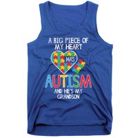 Big Piece Of My Heart Has Autism Grandson Awareness Puzzle Gift Tank Top