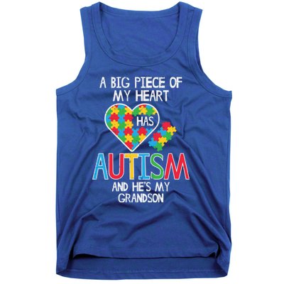 Big Piece Of My Heart Has Autism Grandson Awareness Puzzle Gift Tank Top