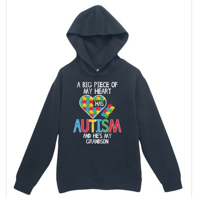 Big Piece Of My Heart Has Autism Grandson Awareness Puzzle Gift Urban Pullover Hoodie