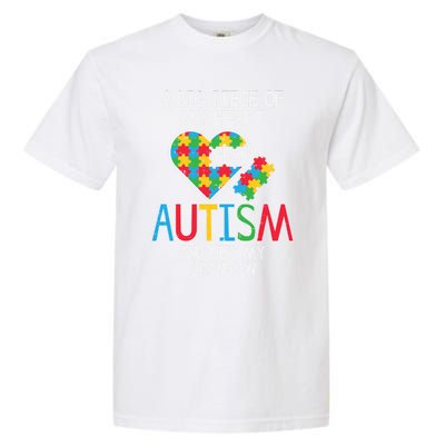 Big Piece Of My Heart Has Autism Grandson Awareness Puzzle Gift Garment-Dyed Heavyweight T-Shirt