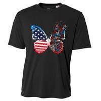 Butterfly Patriotic Peace Signs 4th of July US Flag Cooling Performance Crew T-Shirt