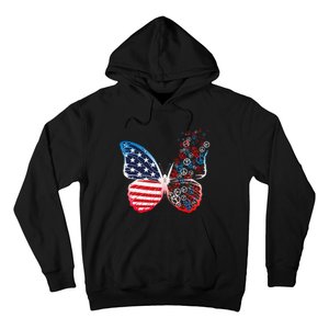 Butterfly Patriotic Peace Signs 4th of July US Flag Hoodie