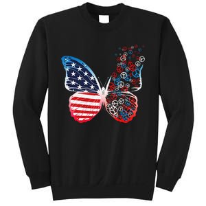 Butterfly Patriotic Peace Signs 4th of July US Flag Sweatshirt