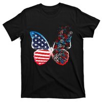 Butterfly Patriotic Peace Signs 4th of July US Flag T-Shirt