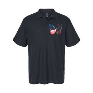 Butterfly Patriotic Peace Signs 4th of July US Flag Softstyle Adult Sport Polo