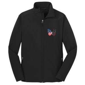 Butterfly Patriotic Peace Signs 4th of July US Flag Core Soft Shell Jacket