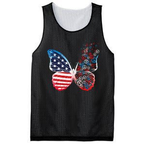 Butterfly Patriotic Peace Signs 4th of July US Flag Mesh Reversible Basketball Jersey Tank