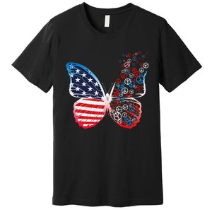 Butterfly Patriotic Peace Signs 4th of July US Flag Premium T-Shirt