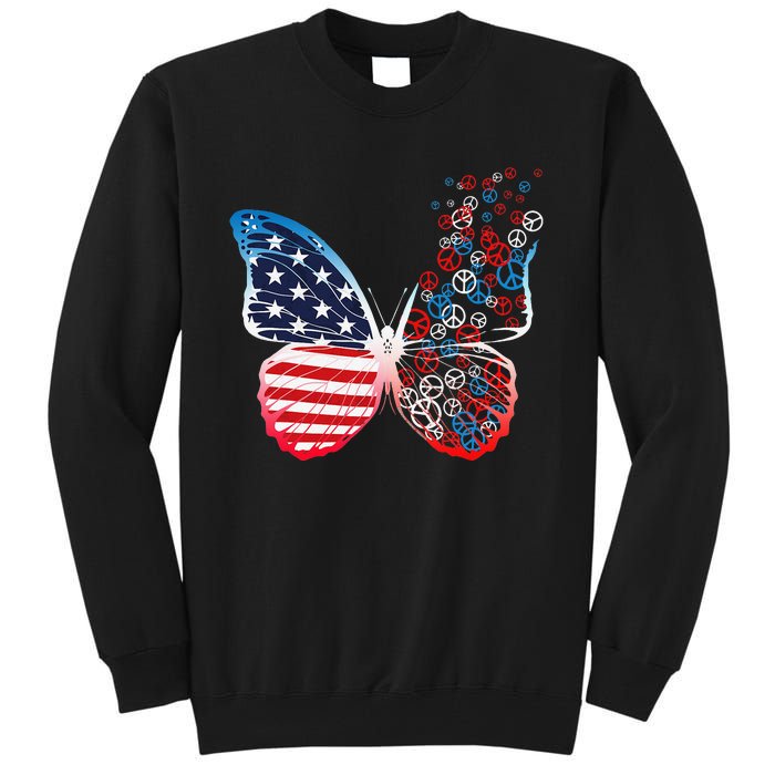 Butterfly Patriotic Peace Signs 4th of July US Flag Tall Sweatshirt