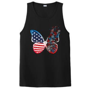 Butterfly Patriotic Peace Signs 4th of July US Flag PosiCharge Competitor Tank