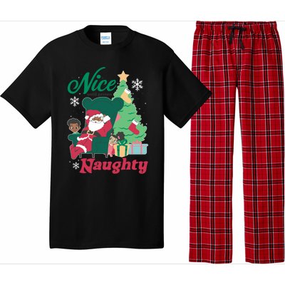 Black Paper Party Christmas Nice Until Proven Naughty Santa Meaningful Gift Pajama Set