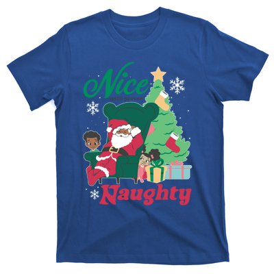 Black Paper Party Christmas Nice Until Proven Naughty Santa Meaningful Gift T-Shirt