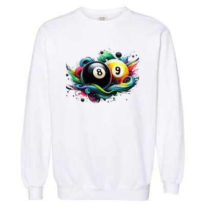 Billiards Pool Player 8 Ball 9 Ball Paint Art Billiard Balls Garment-Dyed Sweatshirt