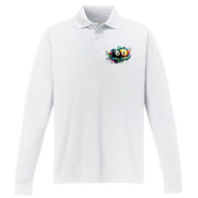 Billiards Pool Player 8 Ball 9 Ball Paint Art Billiard Balls Performance Long Sleeve Polo