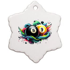 Billiards Pool Player 8 Ball 9 Ball Paint Art Billiard Balls Ceramic Star Ornament