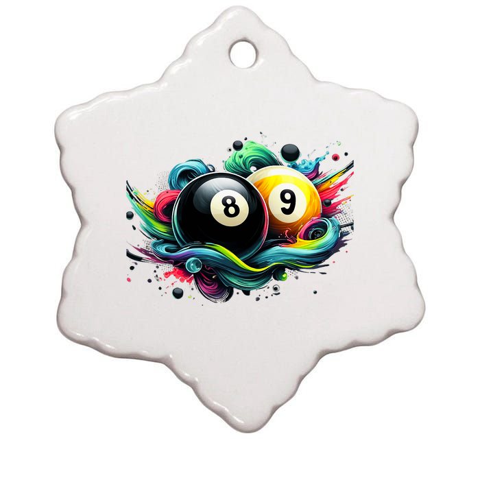 Billiards Pool Player 8 Ball 9 Ball Paint Art Billiard Balls Ceramic Star Ornament