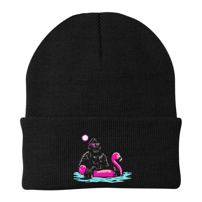 Bigfoot Pool Party Flamingo Funny Sasquatch Float Knit Cap Winter Beanie