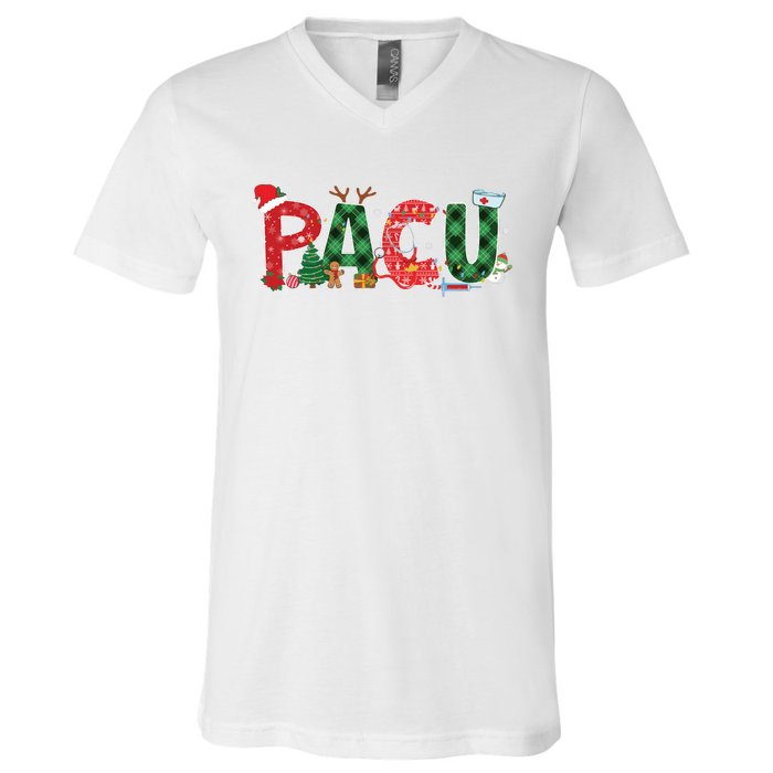 Buffalo Plaid Pacu Nurse Christmas Tree Santa Xmas Pajama Sweat V-Neck T-Shirt