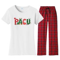 Buffalo Plaid Pacu Nurse Christmas Tree Santa Xmas Pajama Sweat Women's Flannel Pajama Set