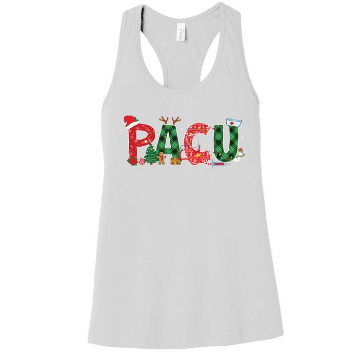 Buffalo Plaid Pacu Nurse Christmas Tree Santa Xmas Pajama Sweat Women's Racerback Tank