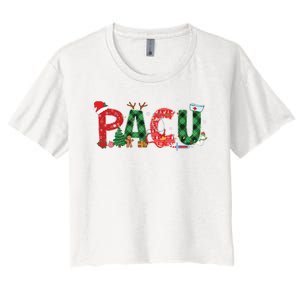 Buffalo Plaid Pacu Nurse Christmas Tree Santa Xmas Pajama Sweat Women's Crop Top Tee