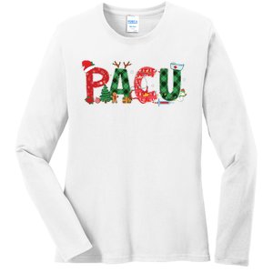 Buffalo Plaid Pacu Nurse Christmas Tree Santa Xmas Pajama Sweat Ladies Long Sleeve Shirt