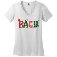 Buffalo Plaid Pacu Nurse Christmas Tree Santa Xmas Pajama Sweat Women's V-Neck T-Shirt