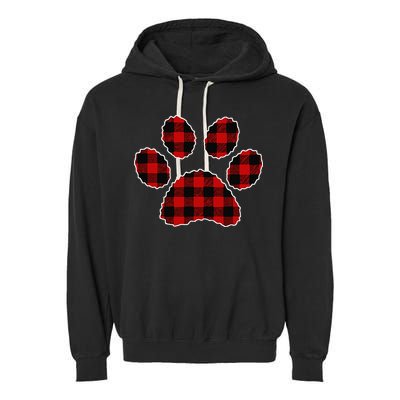 Buffalo Plaid Paw Print Dog Or Cat Lovers Christmas Garment-Dyed Fleece Hoodie