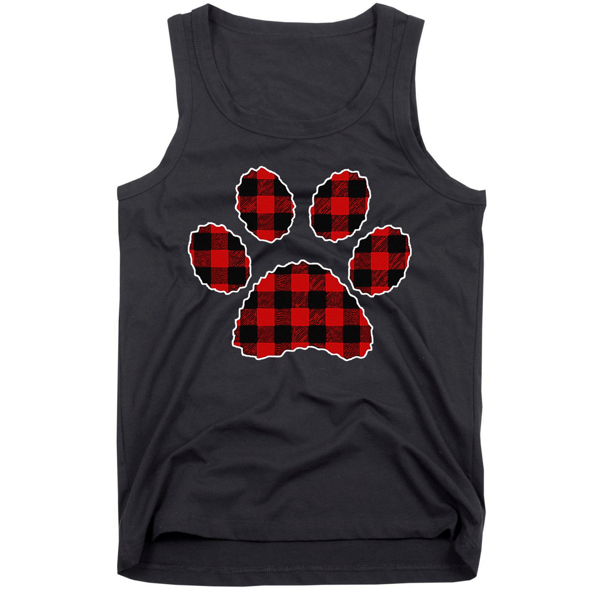 Buffalo Plaid Paw Print Dog Or Cat Lovers Christmas Tank Top