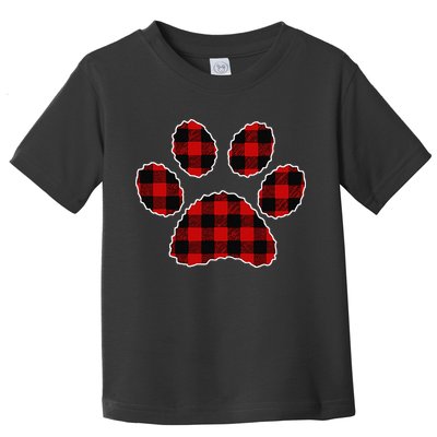 Buffalo Plaid Paw Print Dog Or Cat Lovers Christmas Toddler T-Shirt
