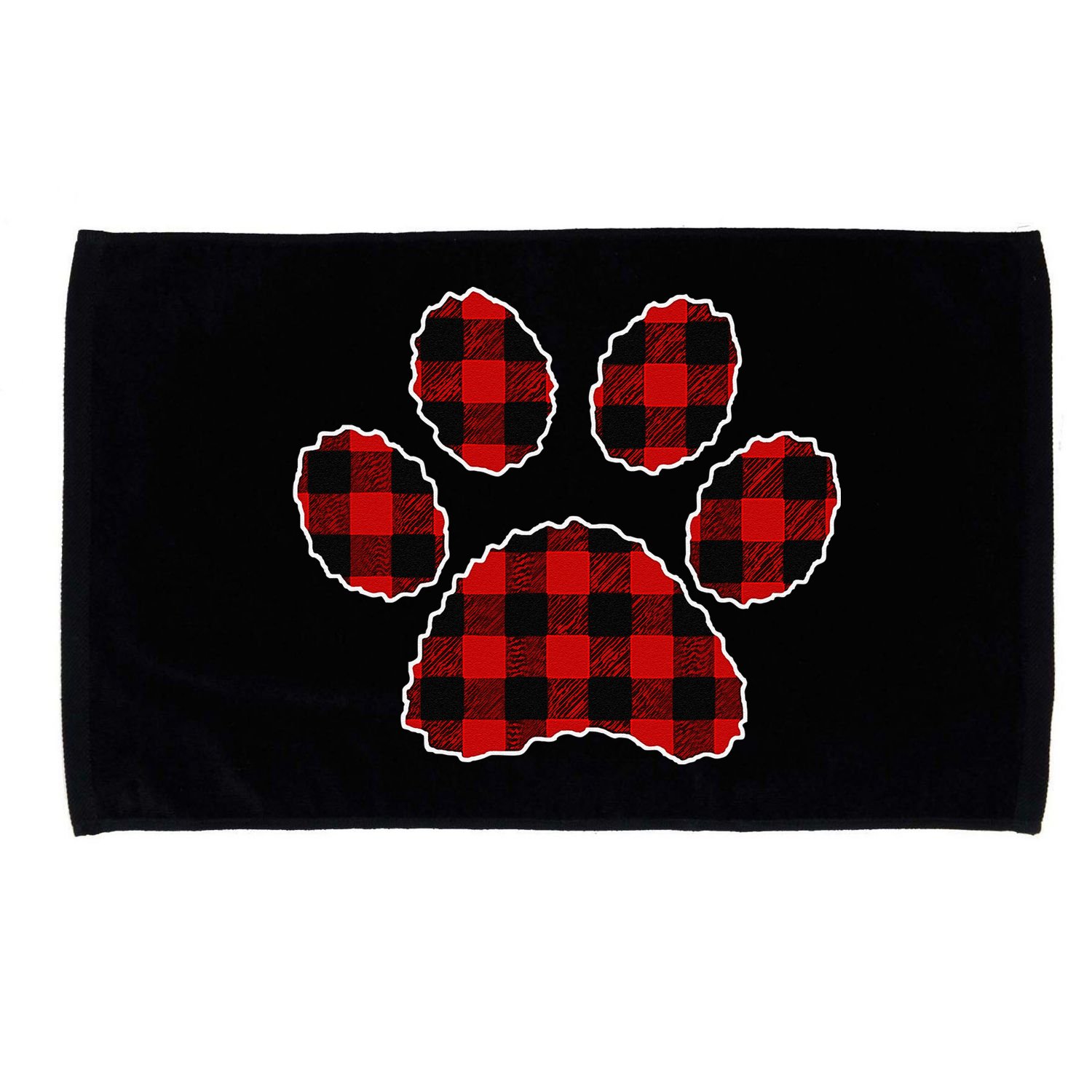 Buffalo Plaid Paw Print Dog Or Cat Lovers Christmas Microfiber Hand Towel