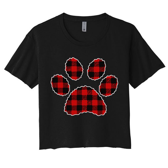 Buffalo Plaid Paw Print Dog Or Cat Lovers Christmas Crop Top