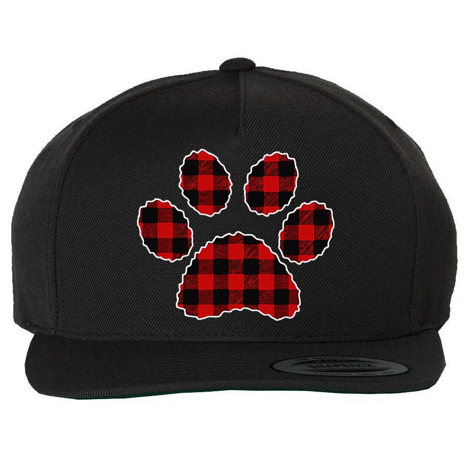 Buffalo Plaid Paw Print Dog Or Cat Lovers Christmas Wool Snapback Cap