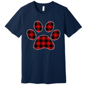 Buffalo Plaid Paw Print Dog Or Cat Lovers Christmas Premium T-Shirt