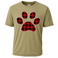 Buffalo Plaid Paw Print Dog Or Cat Lovers Christmas Cooling Performance Crew T-Shirt