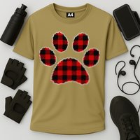 Buffalo Plaid Paw Print Dog Or Cat Lovers Christmas Cooling Performance Crew T-Shirt