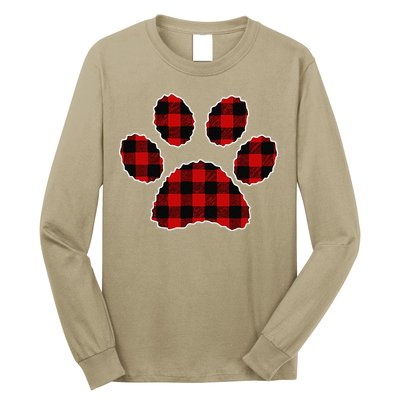 Buffalo Plaid Paw Print Dog Or Cat Lovers Christmas Long Sleeve Shirt