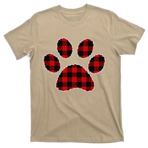 Buffalo Plaid Paw Print Dog Or Cat Lovers Christmas T-Shirt