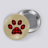 Buffalo Plaid Paw Print Dog Or Cat Lovers Christmas Button
