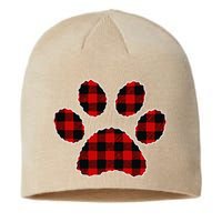 Buffalo Plaid Paw Print Dog Or Cat Lovers Christmas Sustainable Beanie