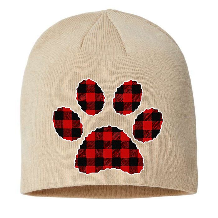 Buffalo Plaid Paw Print Dog Or Cat Lovers Christmas Sustainable Beanie