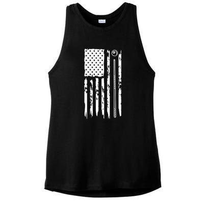 Billiards Pool Player Snooker Game US Flag Billiards Dad Gift For Father’s Day Ladies PosiCharge Tri-Blend Wicking Tank