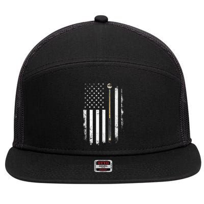 Billiards Pool Player Table Usa Us American Flag 7 Panel Mesh Trucker Snapback Hat