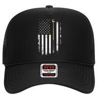 Billiards Pool Player Table Usa Us American Flag High Crown Mesh Back Trucker Hat